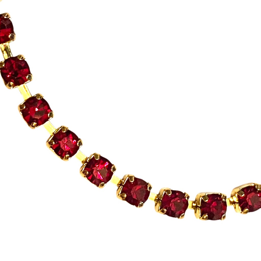 Vintage Ruby Rhinestone Bracelet Gold - Picture 2 of 3